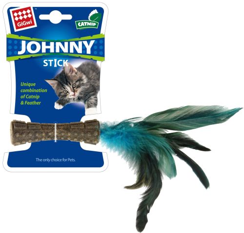 BAASJE - Erkend huiselijk hondenpension - DIERENOPPAS-BOETIEK-GIGIWI_JohnnyStick_NaturalFeather_OnBackcard (2)-catnip/kattenkruid - veren blauw