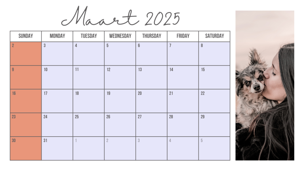 KALENDER BAASJE - Maart - 2025