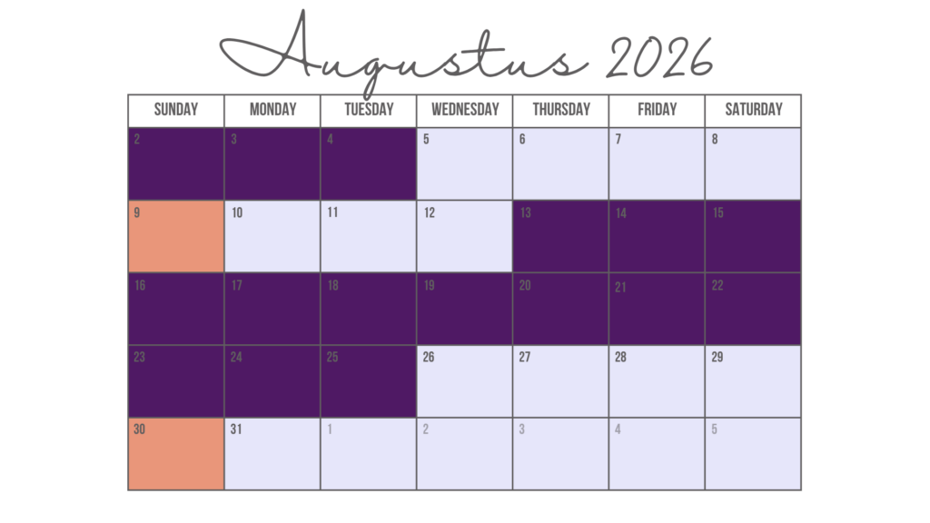KALENDER BAASJE - Augustus - 2026