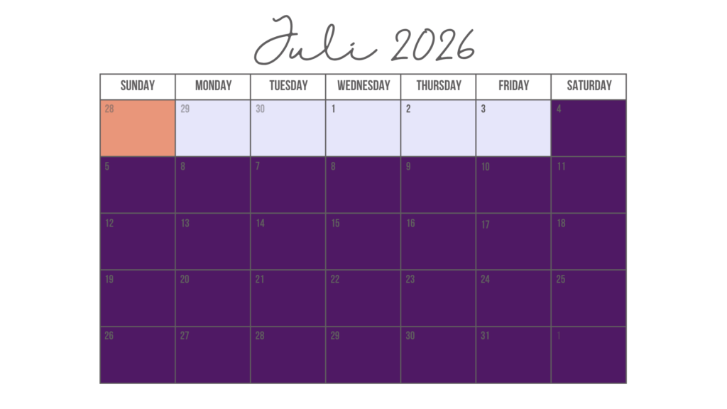 KALENDER BAASJE - Juli - 2026